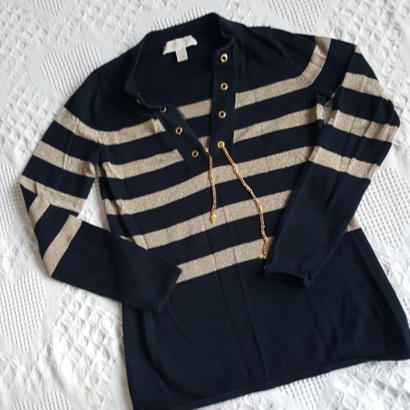 Michael Kors Tops - Michael Kors Gold Striped Long Sleeve Top